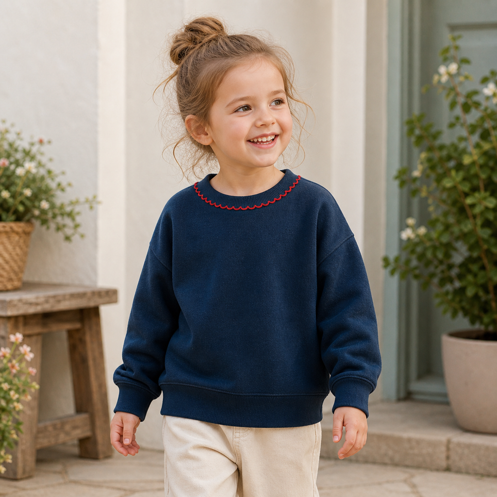 The Gentle Scallop Embroidered Crewneck