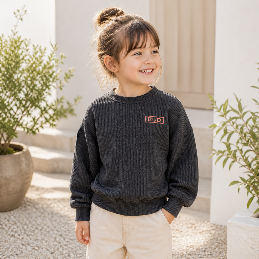 The Urban Ease Ribbed Box-Logo Crewneck