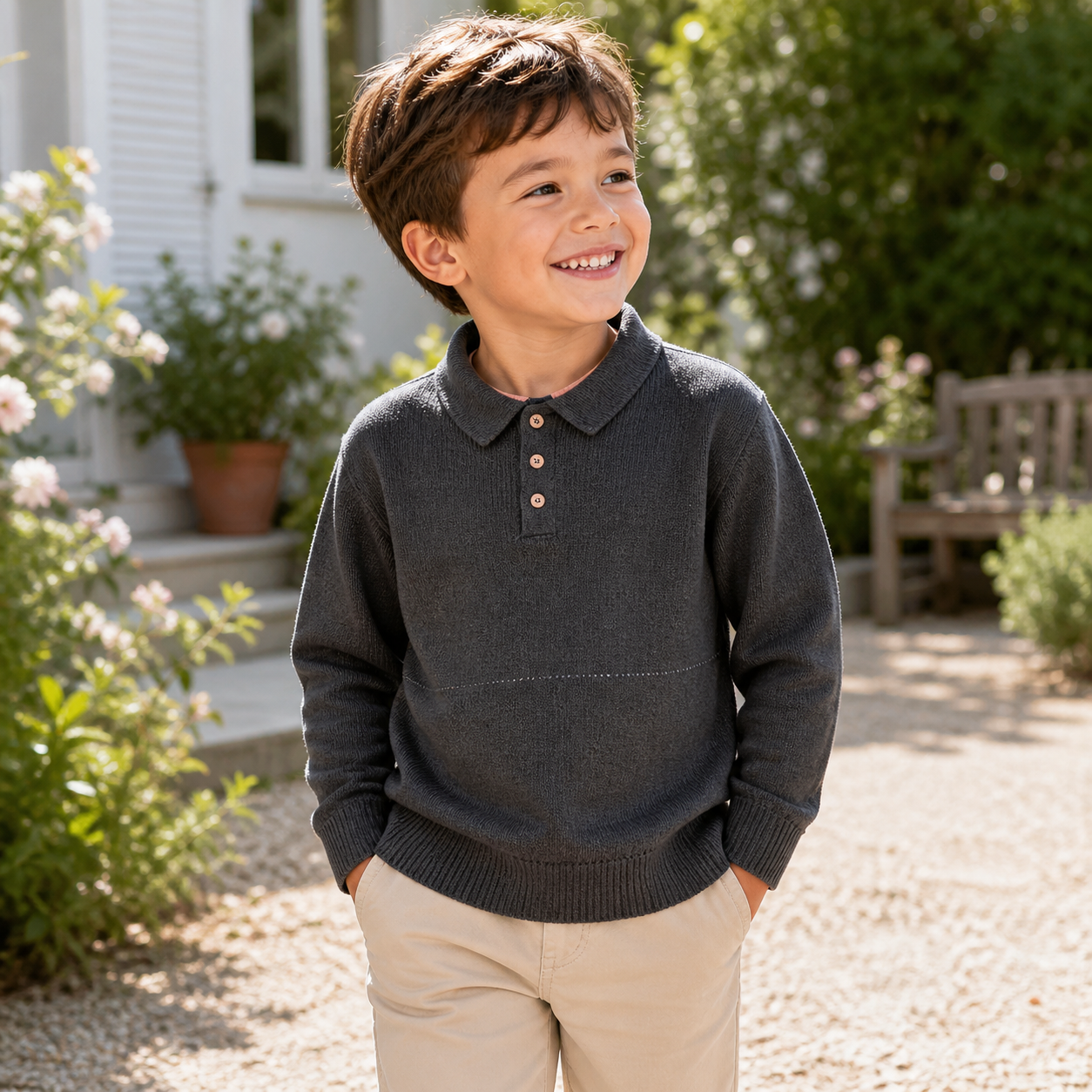 The Urban Ease Ribbed Polo Pullover