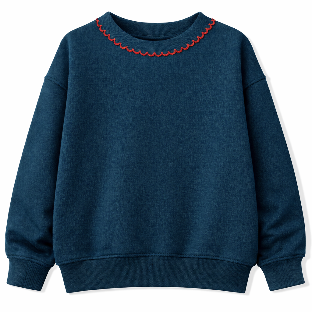 The Gentle Scallop Embroidered Crewneck